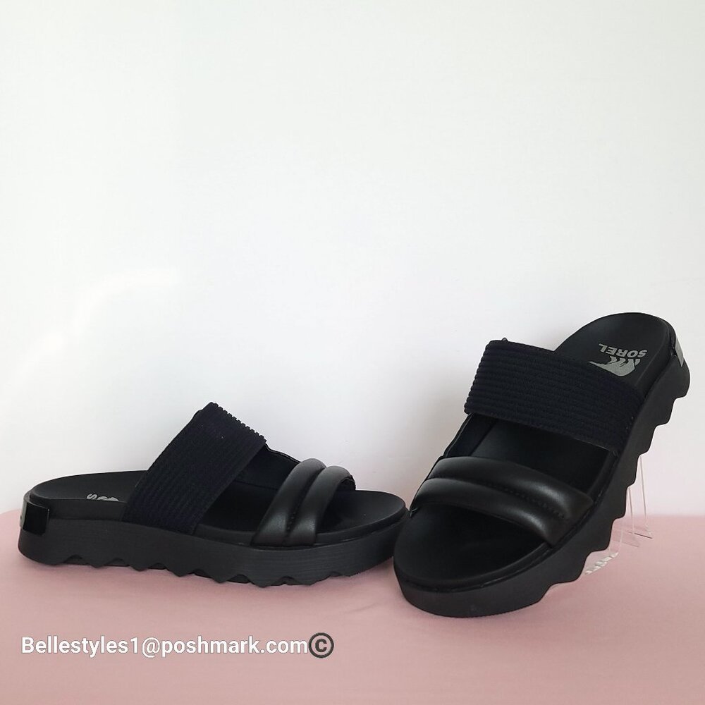 SOREL Viibe Fabric & Leather Platform Two-Straps Slip-On Slide- Women’s Size 9.⭐ - Picture 7 of 16